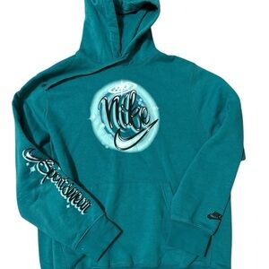 Nike Teal Airbrush Graphic Hoodie L